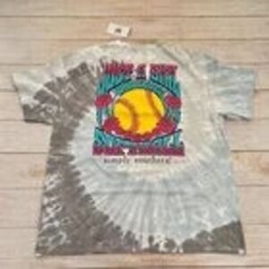 Simply Southern Just Girl Who Love Softball Tye Dye Gray T-Shirt Size XL